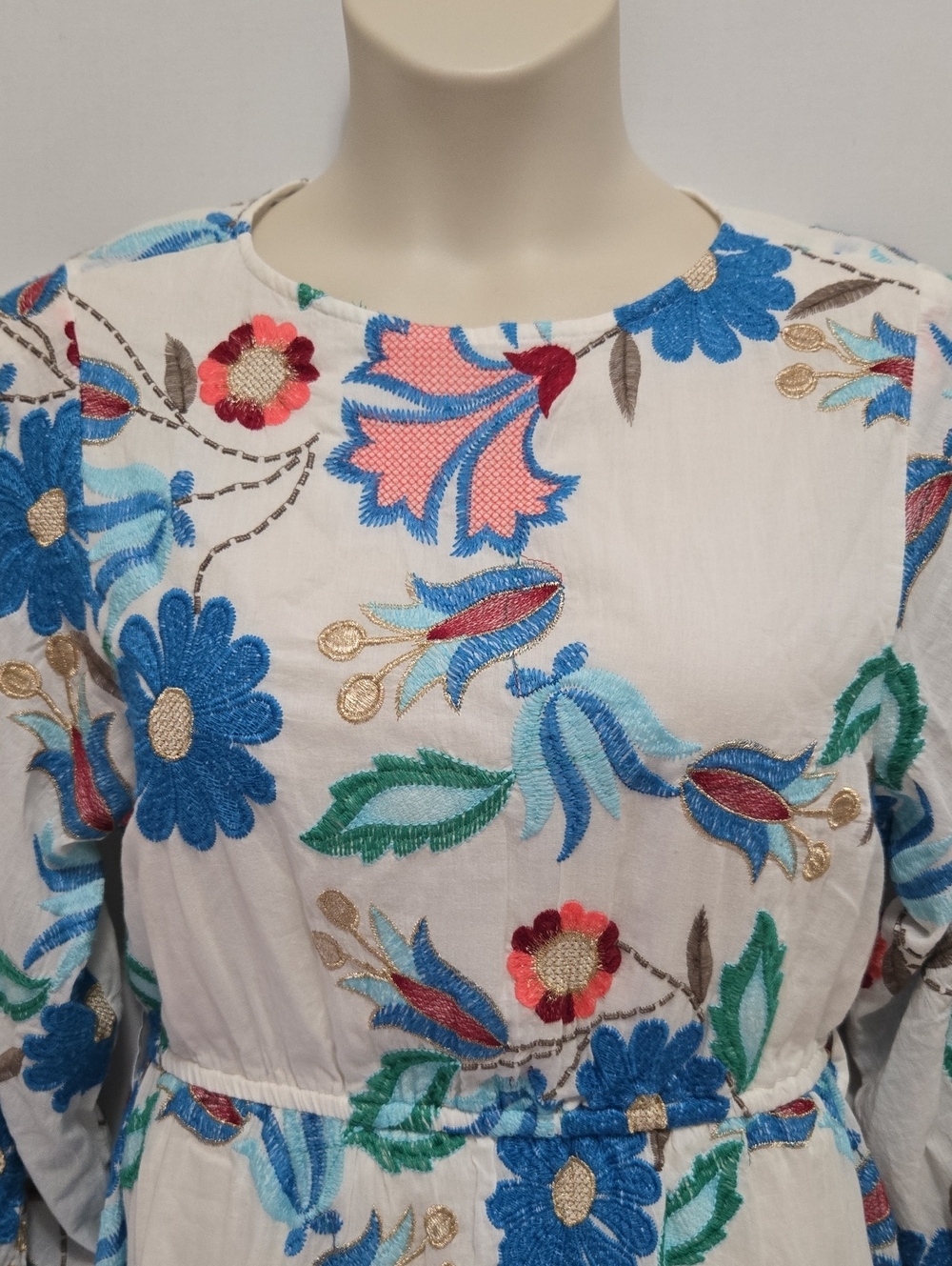 Oliphant Embroidered Long Sleeve Flirty Mini Dress in Monet Size S Boho Festival - Picture 6 of 16
